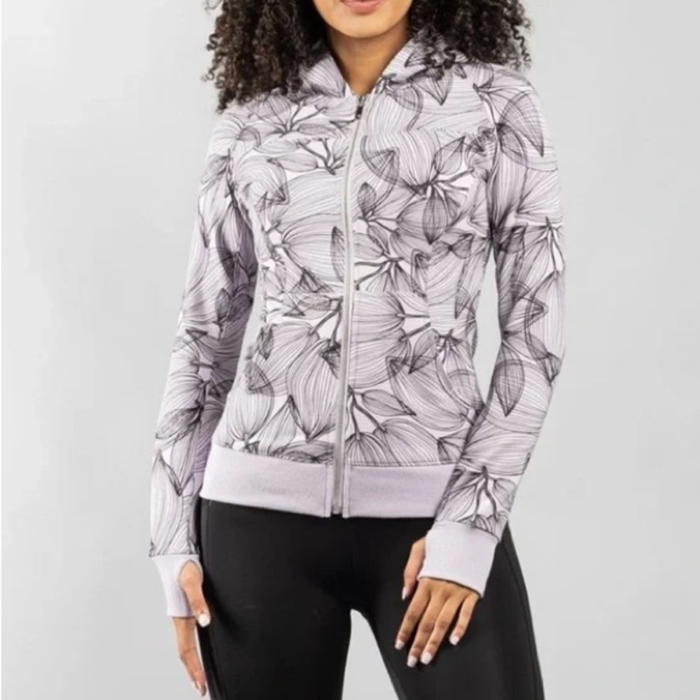 Buff Bunny core zip jacket hoodie floral sketch print in citrus lilac size XXXL - Picture 1 of 15